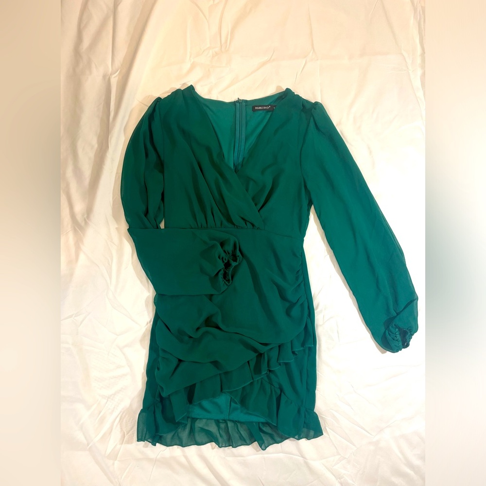 Emerald green long sleeve mini dress
